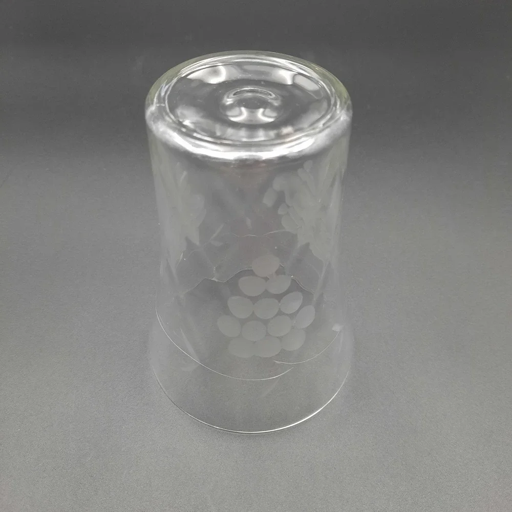Vintage Etched Crystal‎ Tumbler with Grape Cluster Design